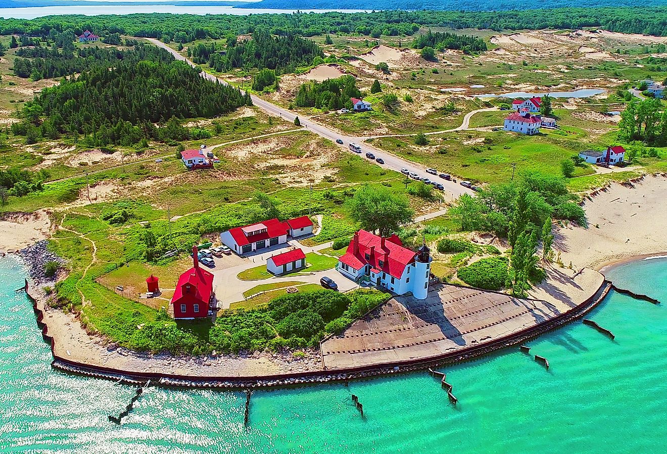 Pointe Betsie Lighthouse on Lake Michigan at Frankfort, Michigan. Image credit Dennis MacDonald via Shutterstock