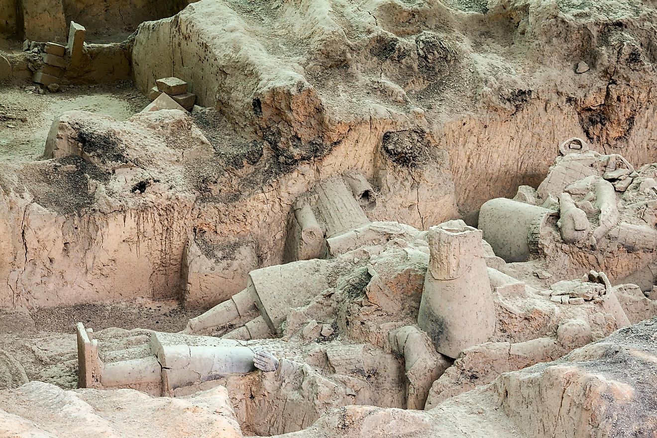 Terra Cotta Warriors in their original state when unearthed in Qin Shi Huang Emperor's tomb of 210-209 BC. - YueStock / Shutterstock.com