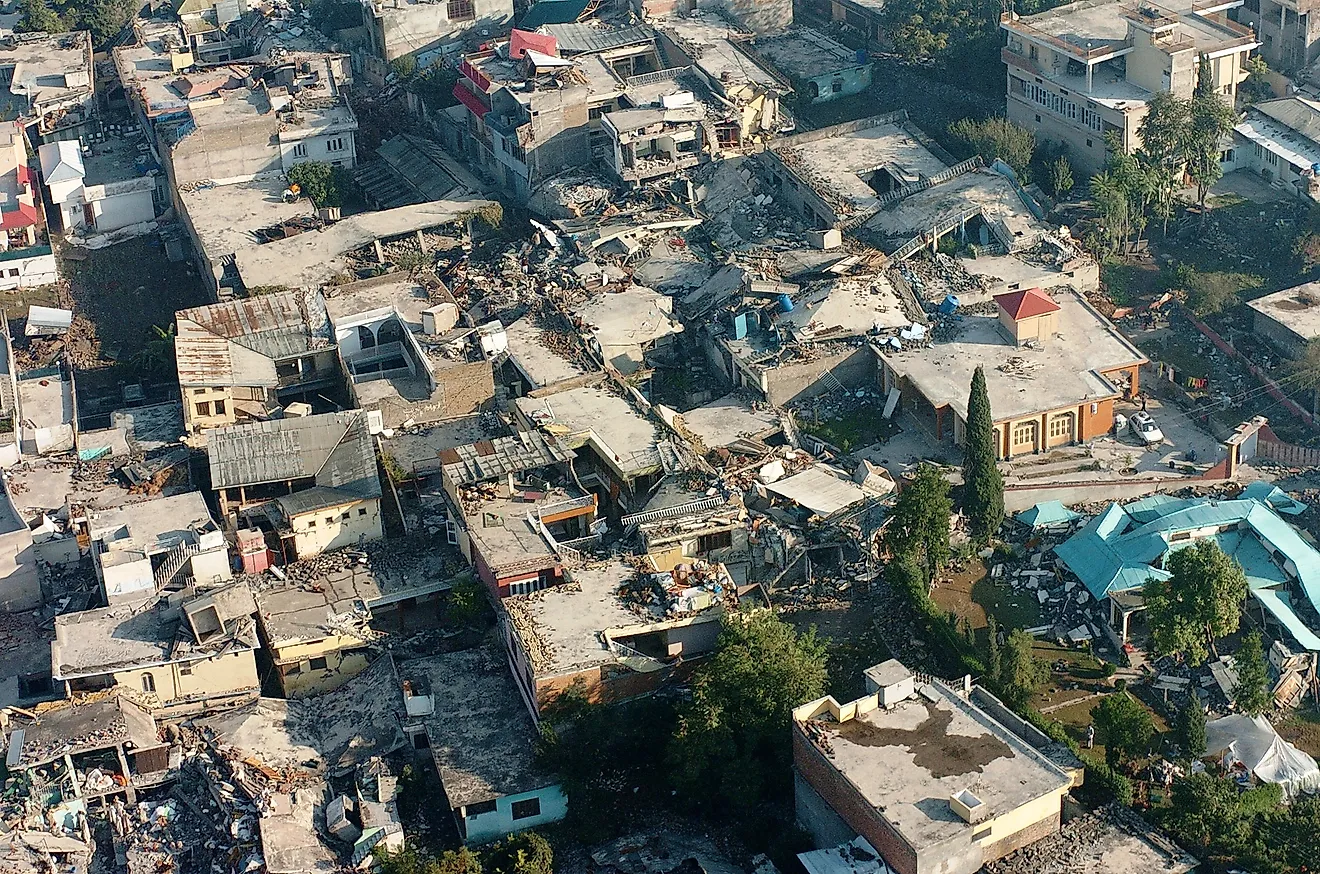 Earthquake ravaged houses in Muzzafarabad, Pakistan.