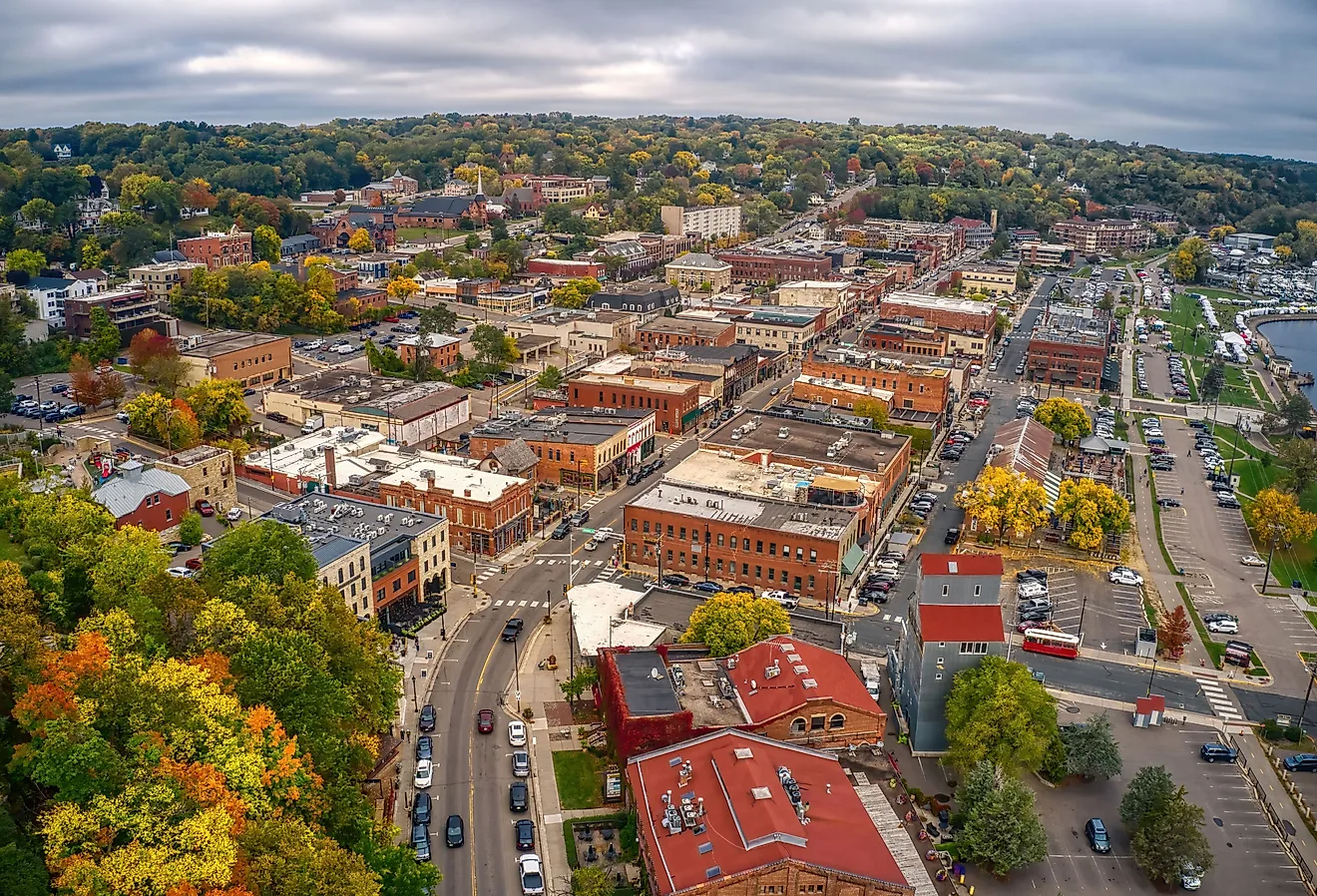 Overlooking Stillwater, Minnesota in the fall.