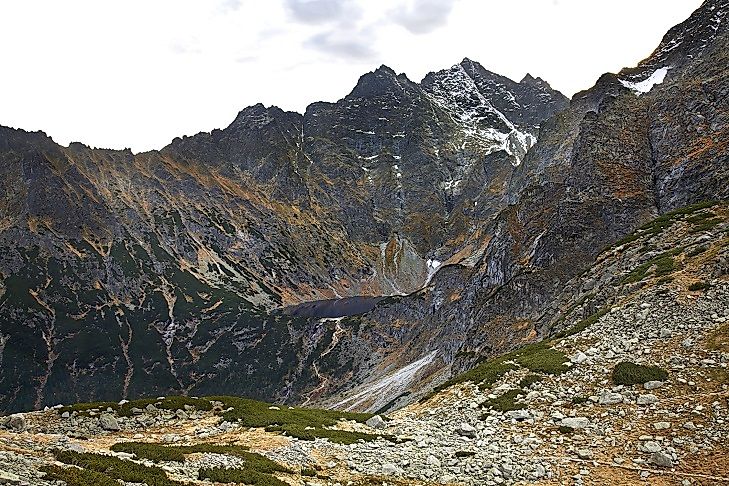 The craggy peak of Rysy.