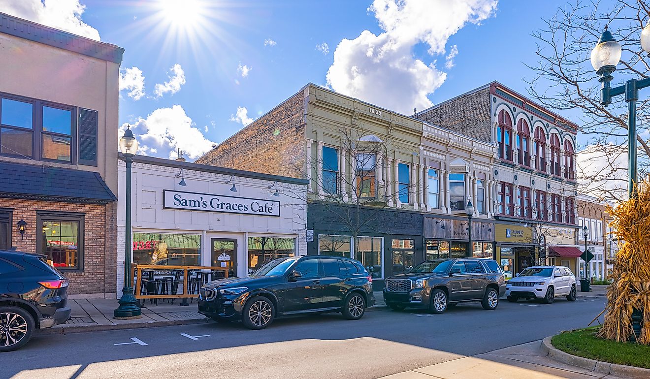 The historic business district in Petoskey, Michigan. Editorial credit: Roberto Galan / Shutterstock.com.