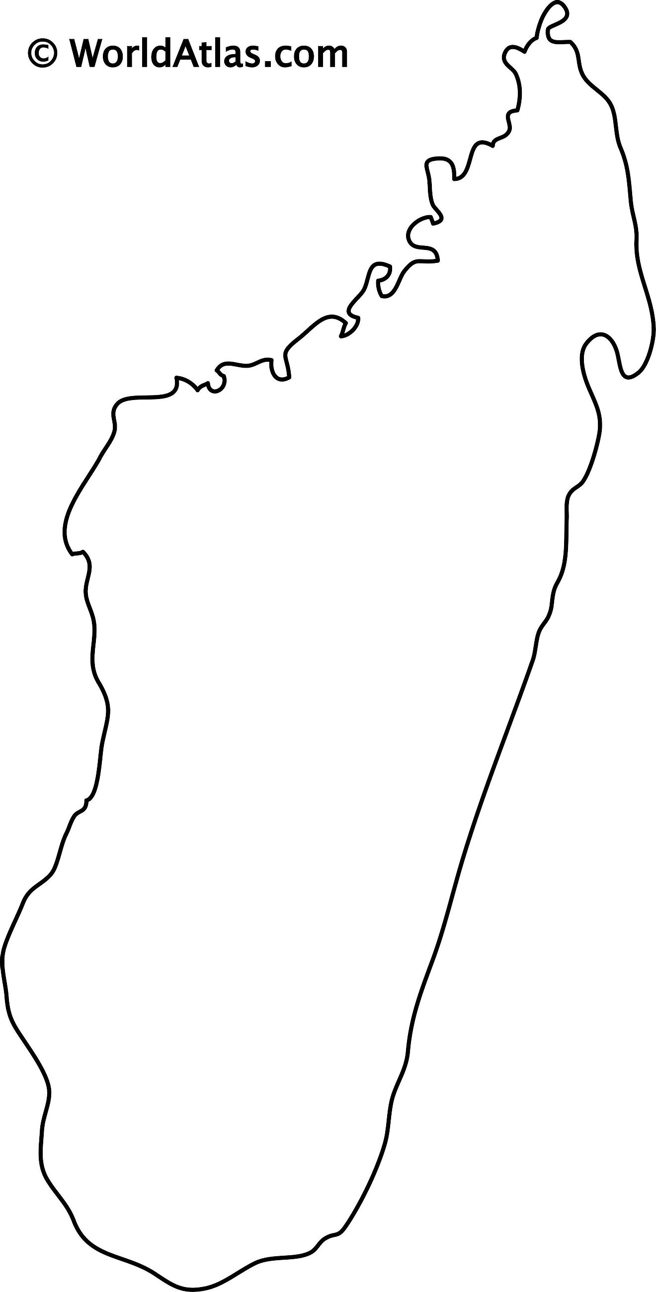 Mapa de contorno en blanco de Madagascar