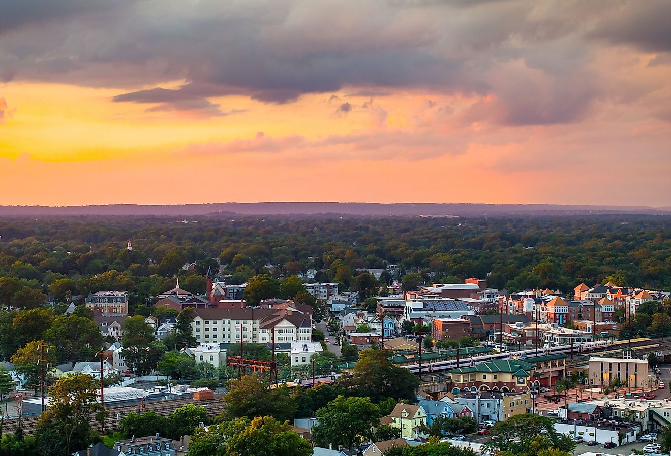 Rahway, New Jersey during sunset.