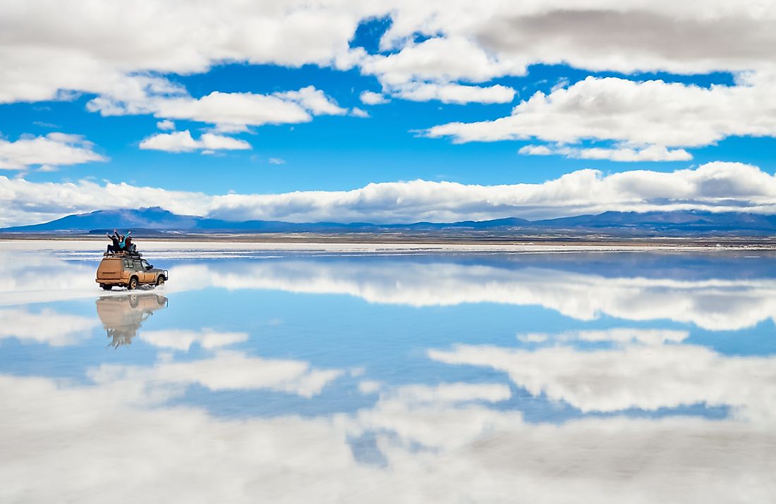The famous Salar de Uyuni salt flat in Bolivia. 