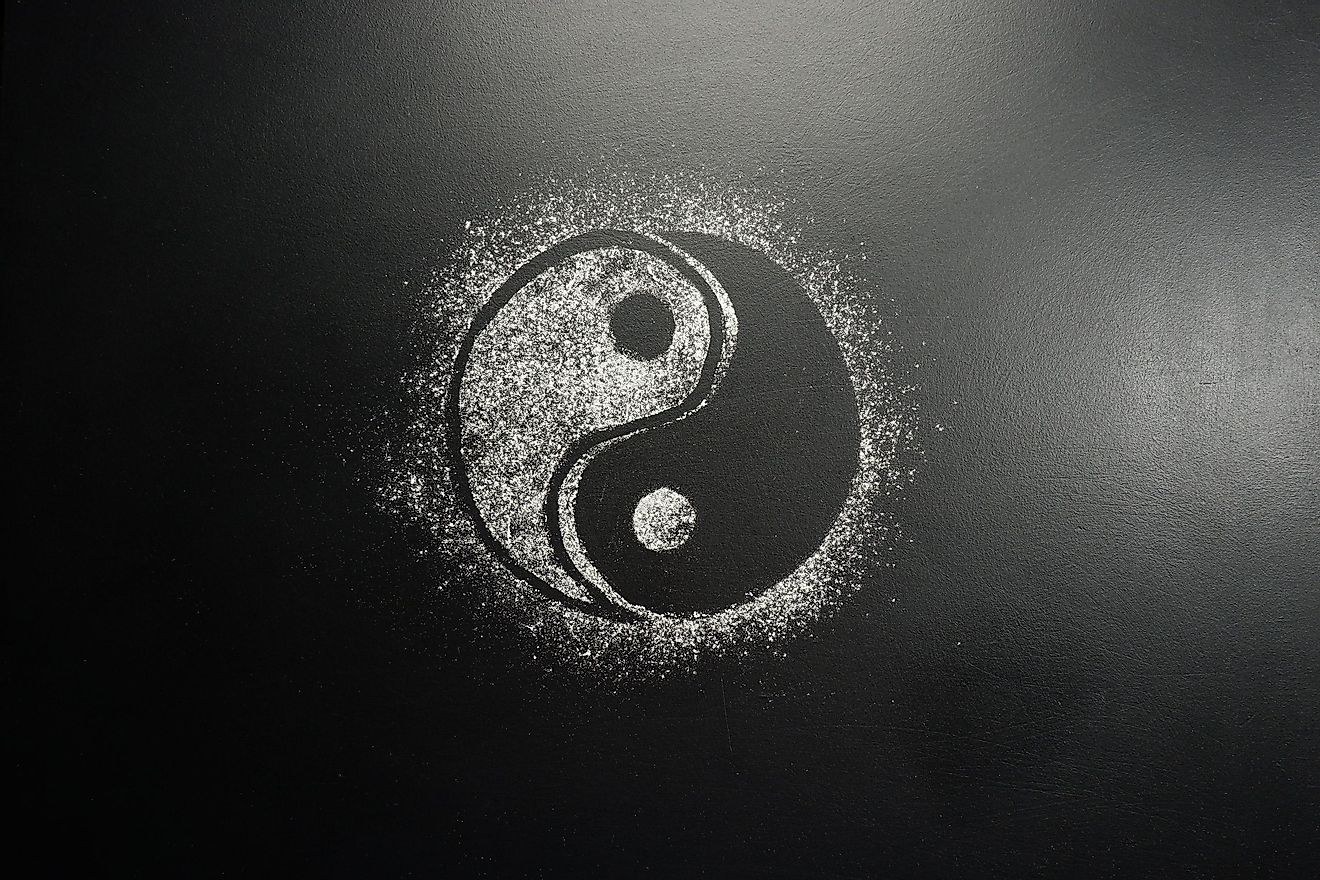 The yin is represented by the dark half of the symbol and the yang is represented by the light.