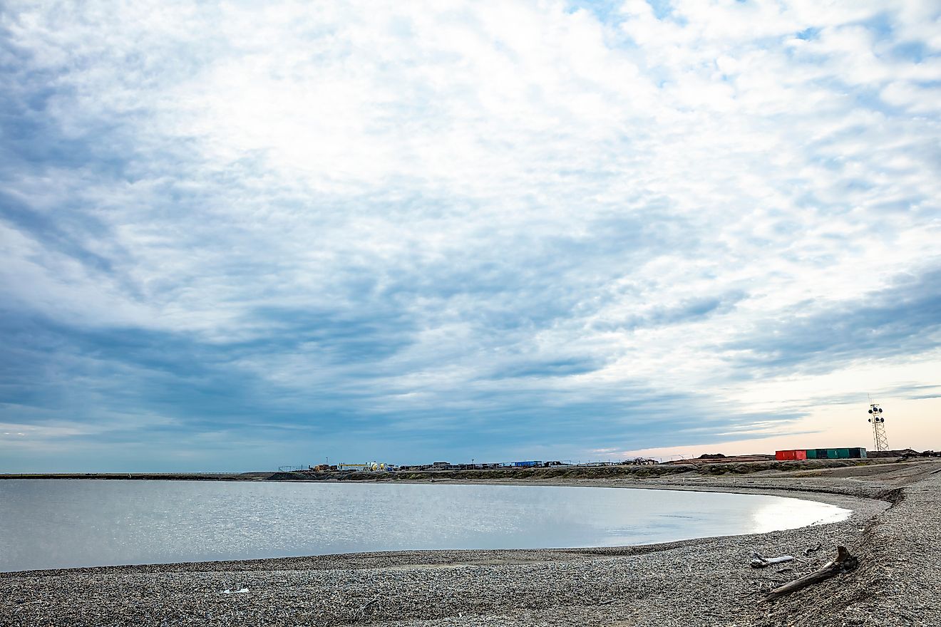 A view of the Arctic Ocean at Prudhoe Bay, Alaska. 