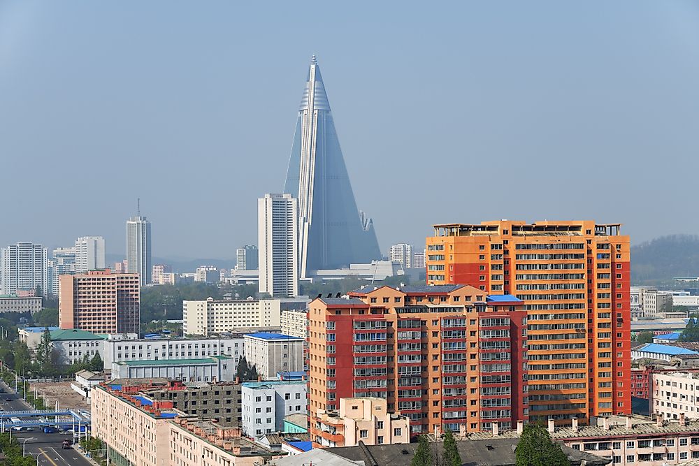 The Ryugyong Hotel in Pyongyang. Editorial credit: Oleg Znamenskiy / Shutterstock.com. 