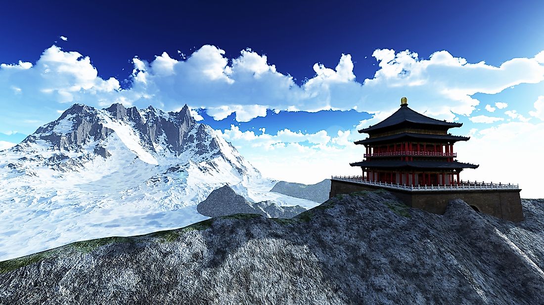 A Buddhist shrine in the Himalayan mountains.