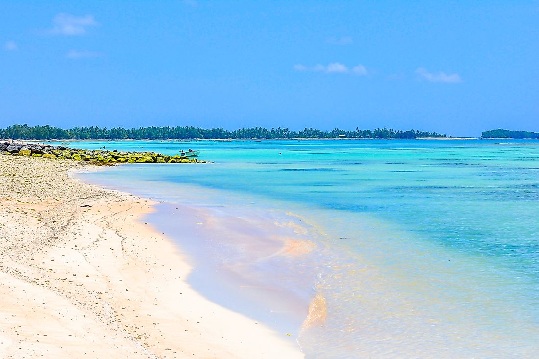 The low lying beaches of Tuvalu. 