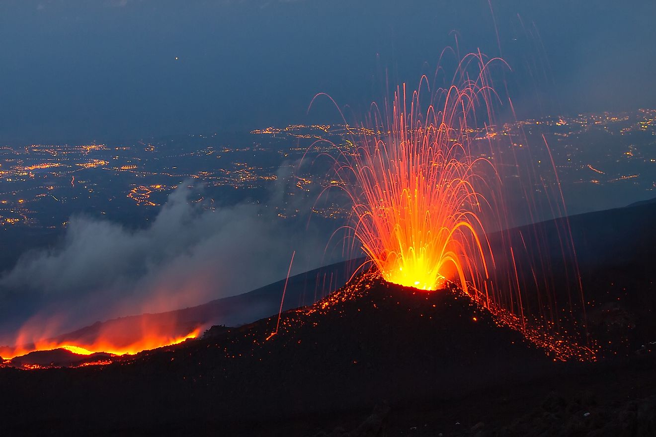 Volcanoes can spew hot gases, rock, ash and lava. 