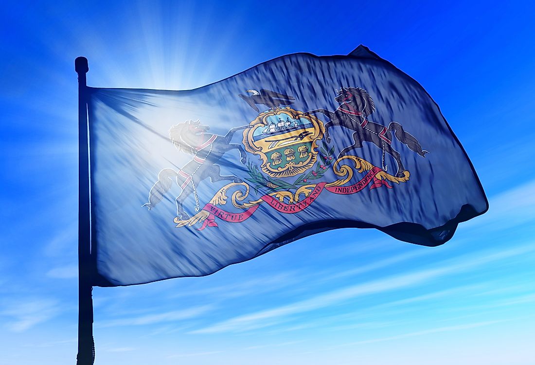 The blue of the Pennsylvania state flag matches that of the United States flag. 