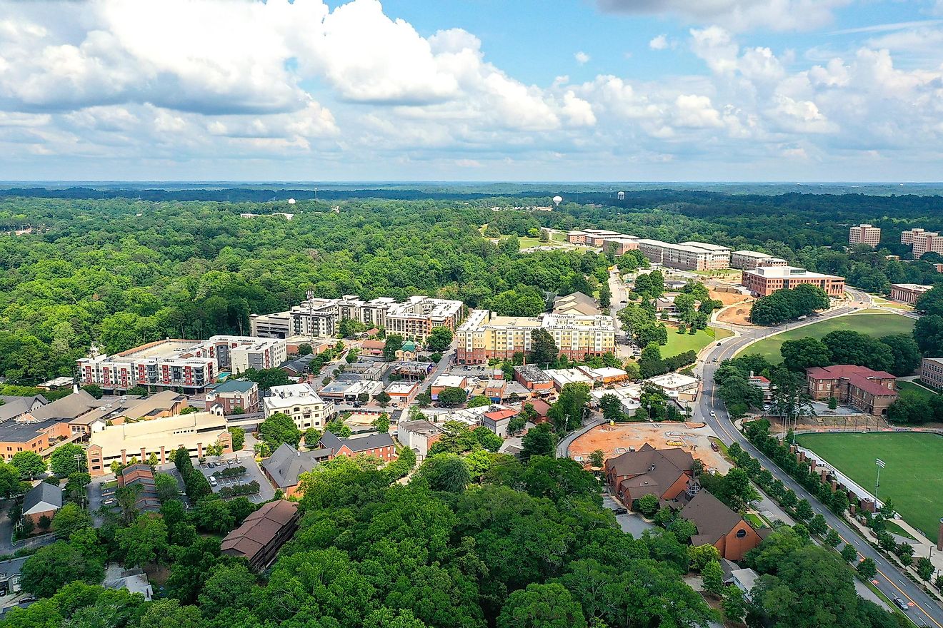 Aerial view of Clemson, South Carolina.