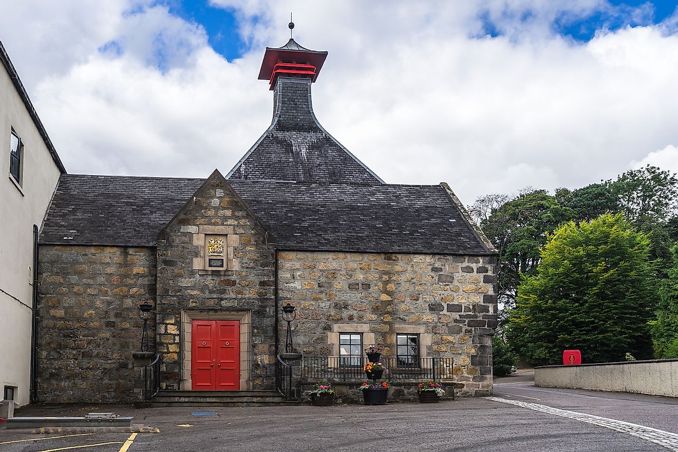 Picturesque main building of Cardhu distillery, Archiestown, Moray, Scotland. Image credit: Francesco Bonino/Shutterstock.com