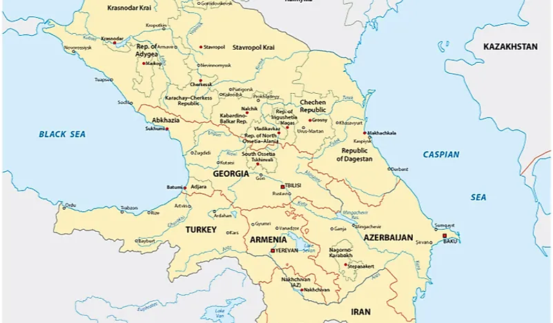 A map showing Chechnya (or the Chechen Republic).