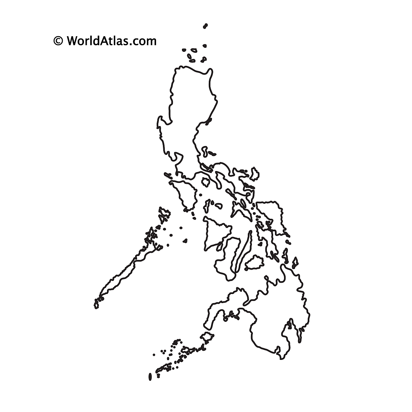 Mapa de contorno en blanco de Filipinas