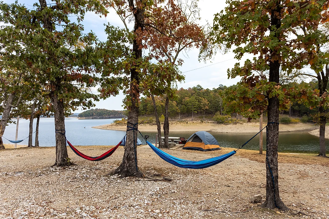  A campground along Broken Bow Lake near Broken Bow, Oklahoma