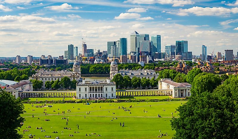 A view of London from Greenwich Park. 
