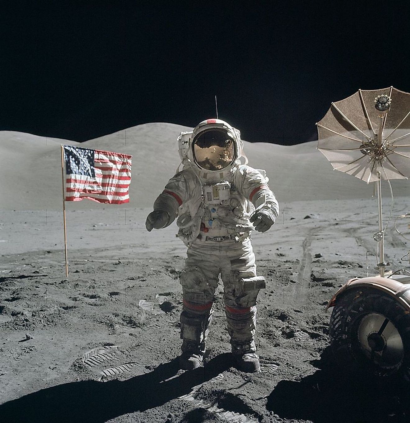 Apollo 17 Cernan on moon. Image credit: NASA/Harrison H. Schmitt / Public domain