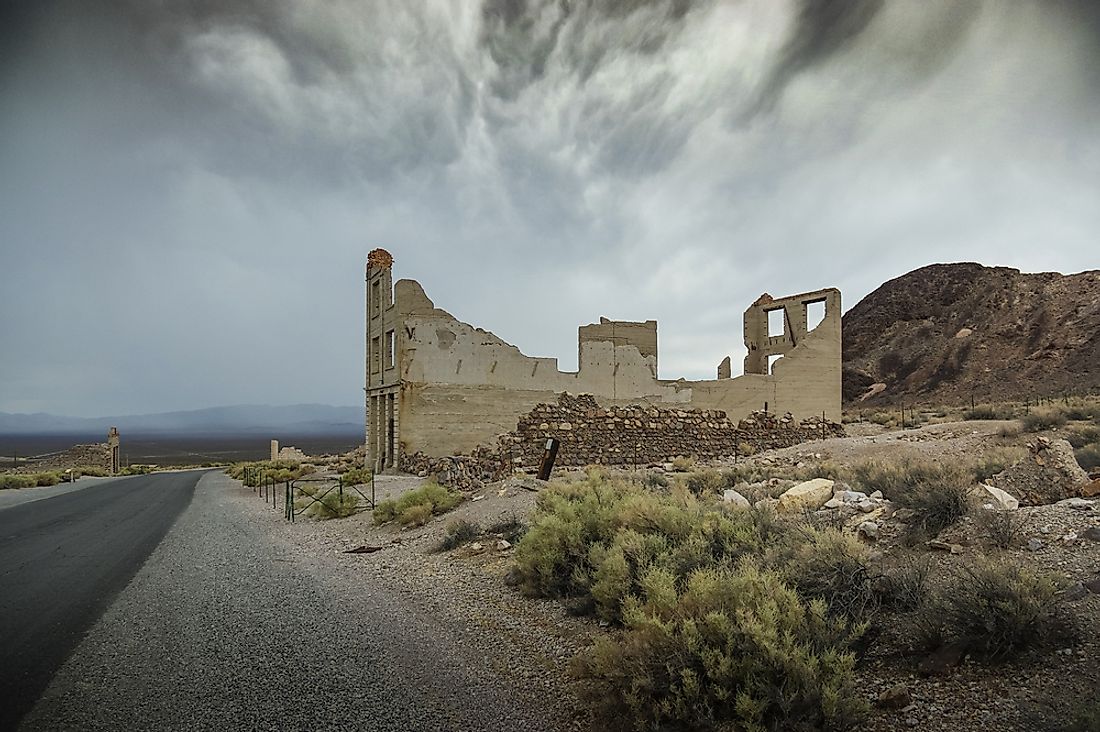 A former bank in the ghost town of Rhyolite, Nevada. 