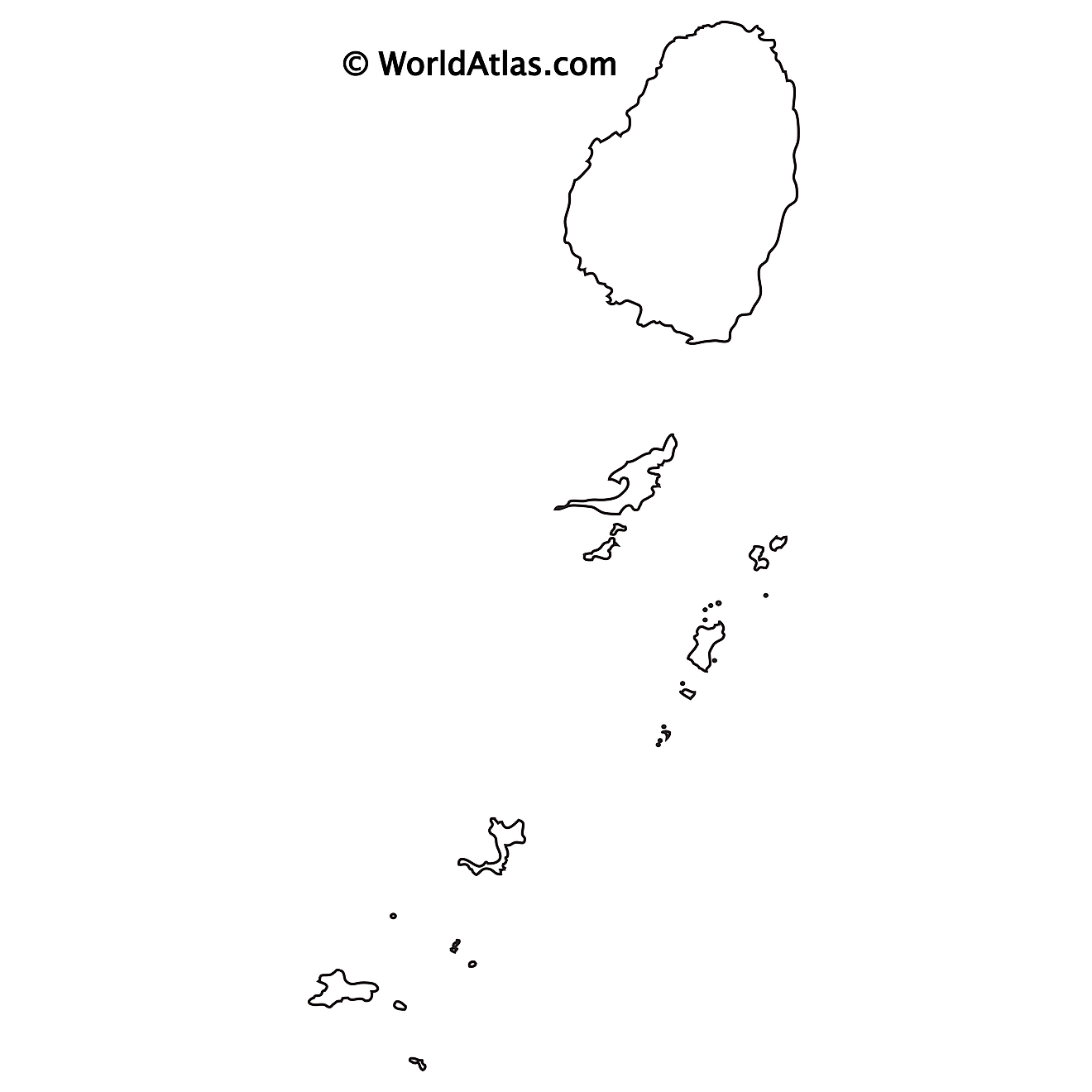 Blank Outline Map of St. Vincent and the Grenadines