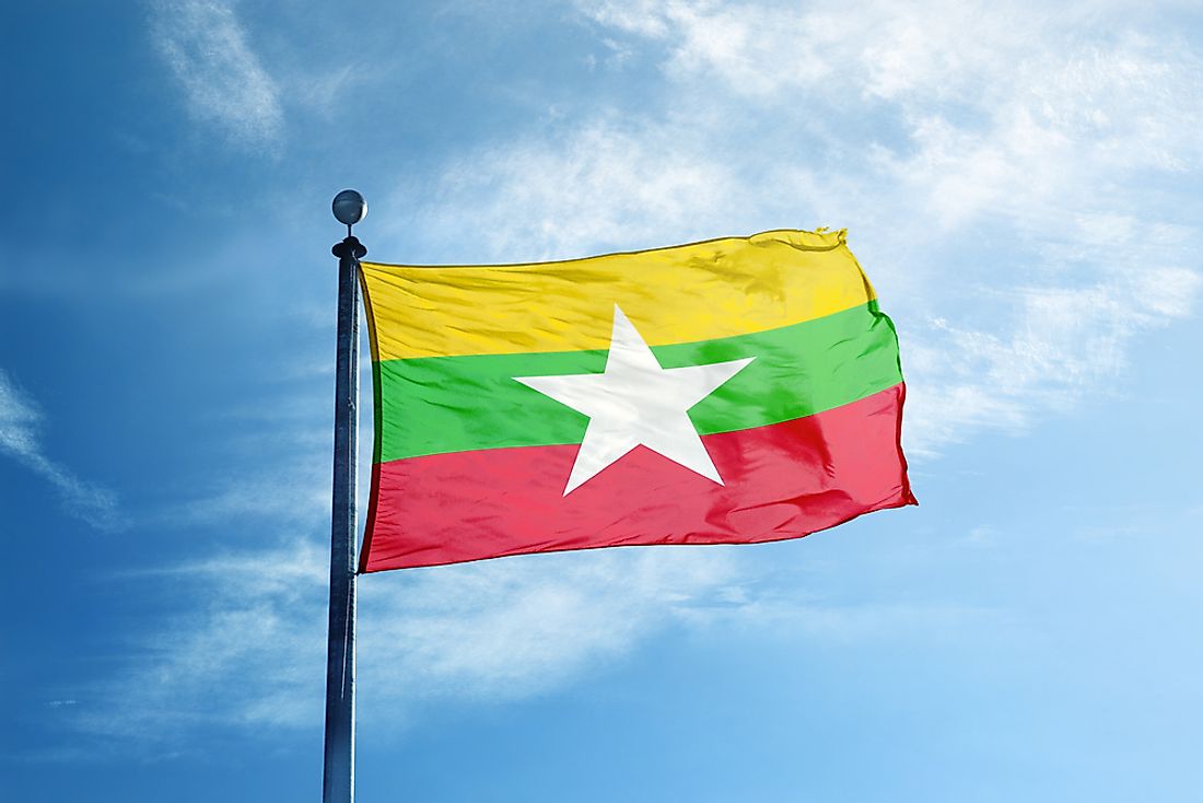 The current flag of Myanmar was adopted in 2010. 