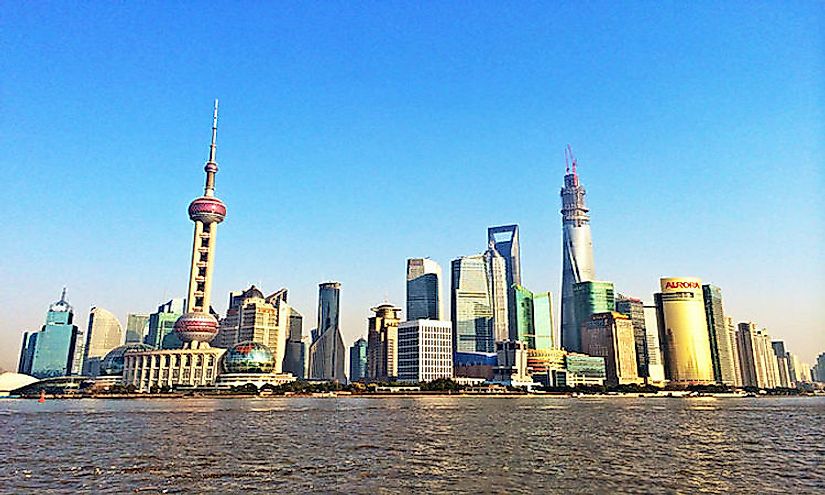 The skyline of Shanghai in China. The city is a major economic hub of the country.
