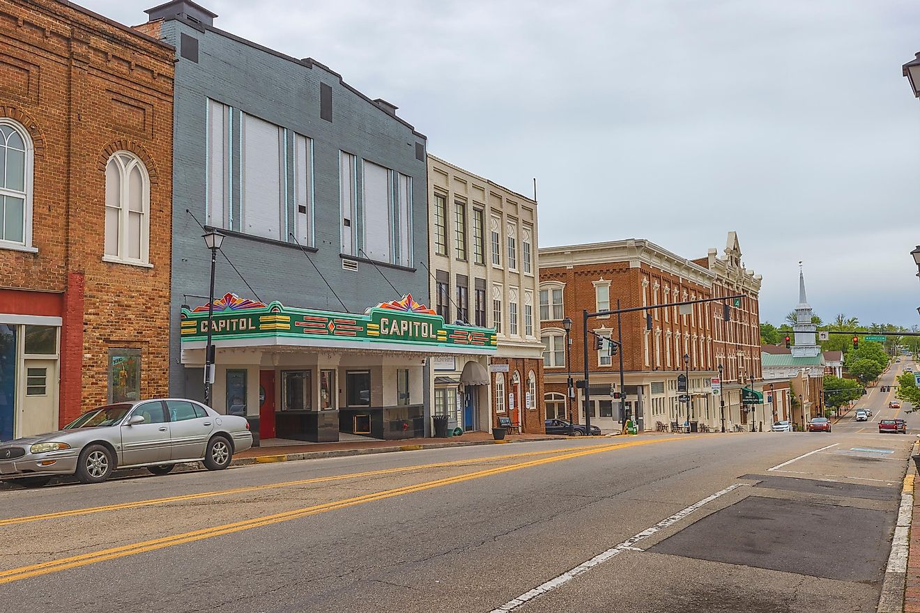 Greeneville, Tennessee, USA - April 29, 2020: Historical district of Greensville, Tennessee