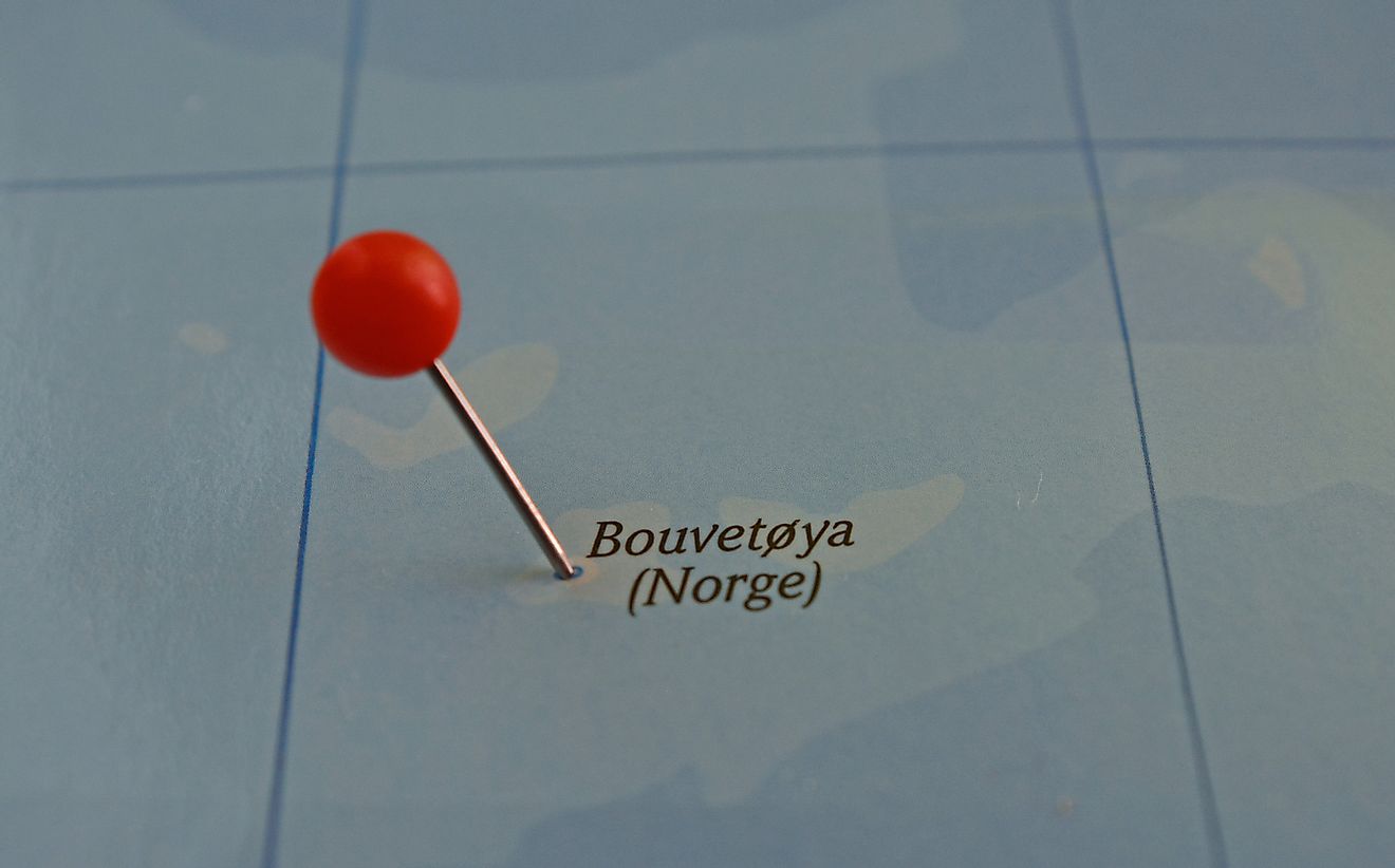 Bouvet Island marked on a Norwegian map. 