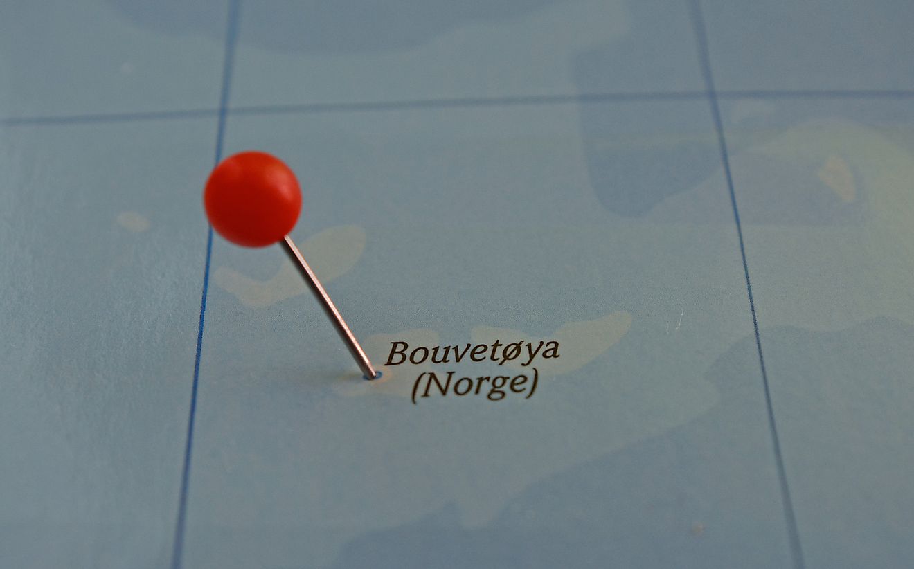 Bouvet Island marked on a Norwegian map.
