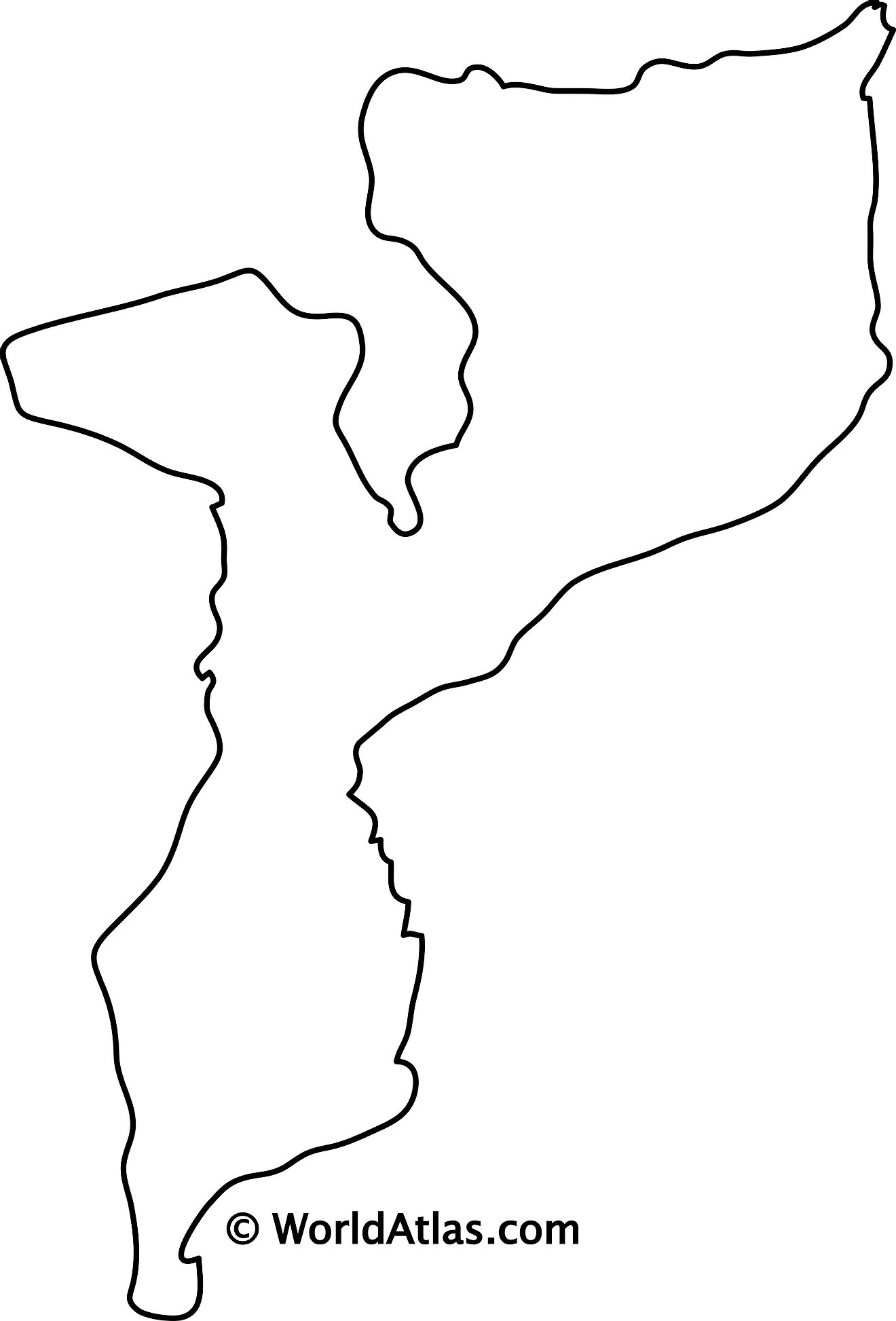 Blank Outline Map of Mozambique