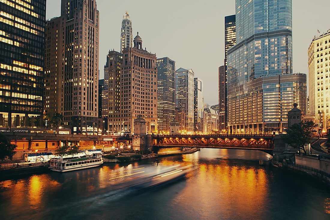 Chicago at dusk.