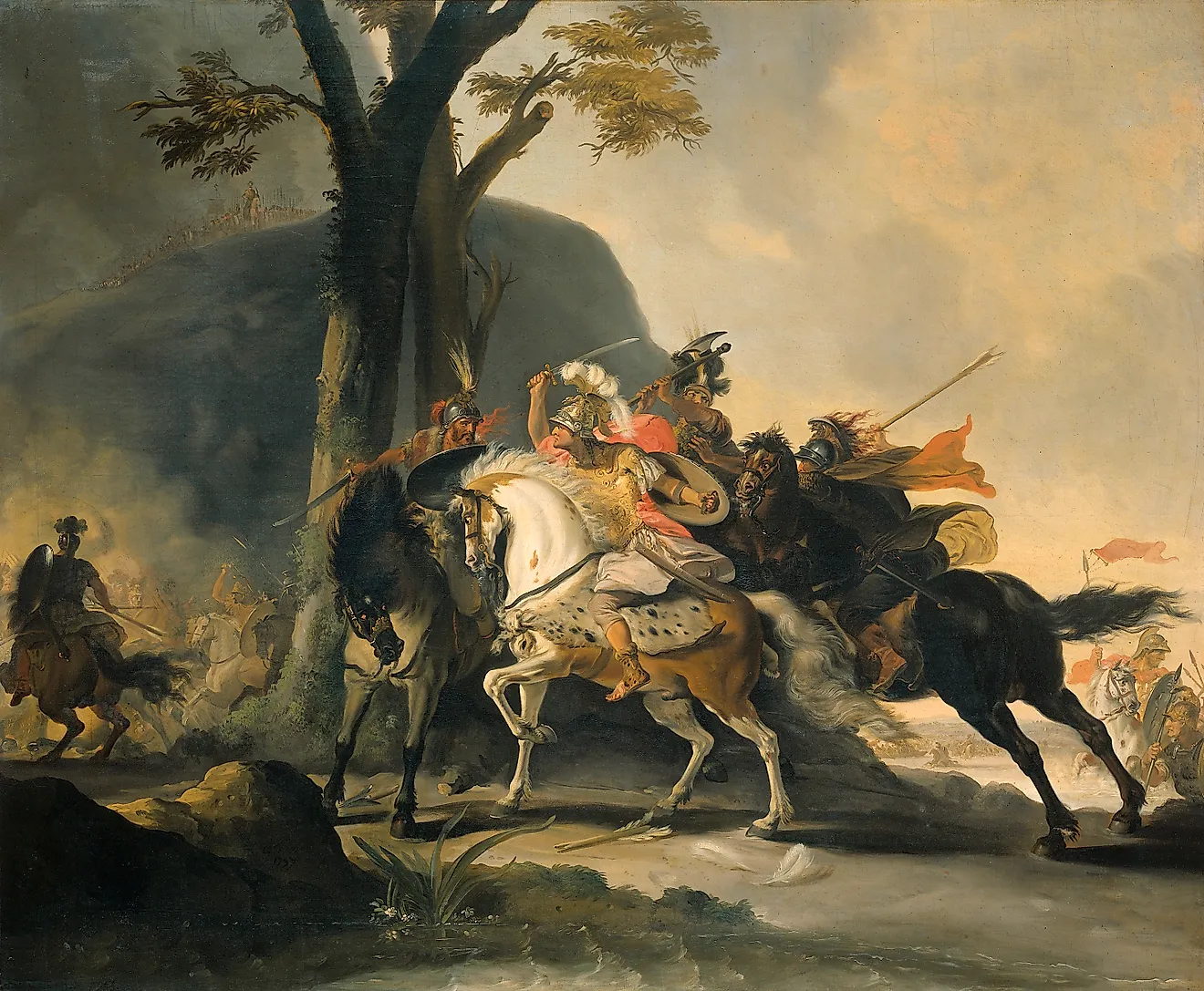Alexander the Great in the battle against the Persians at the Granicus. Illustration by: Cornelis Troost.