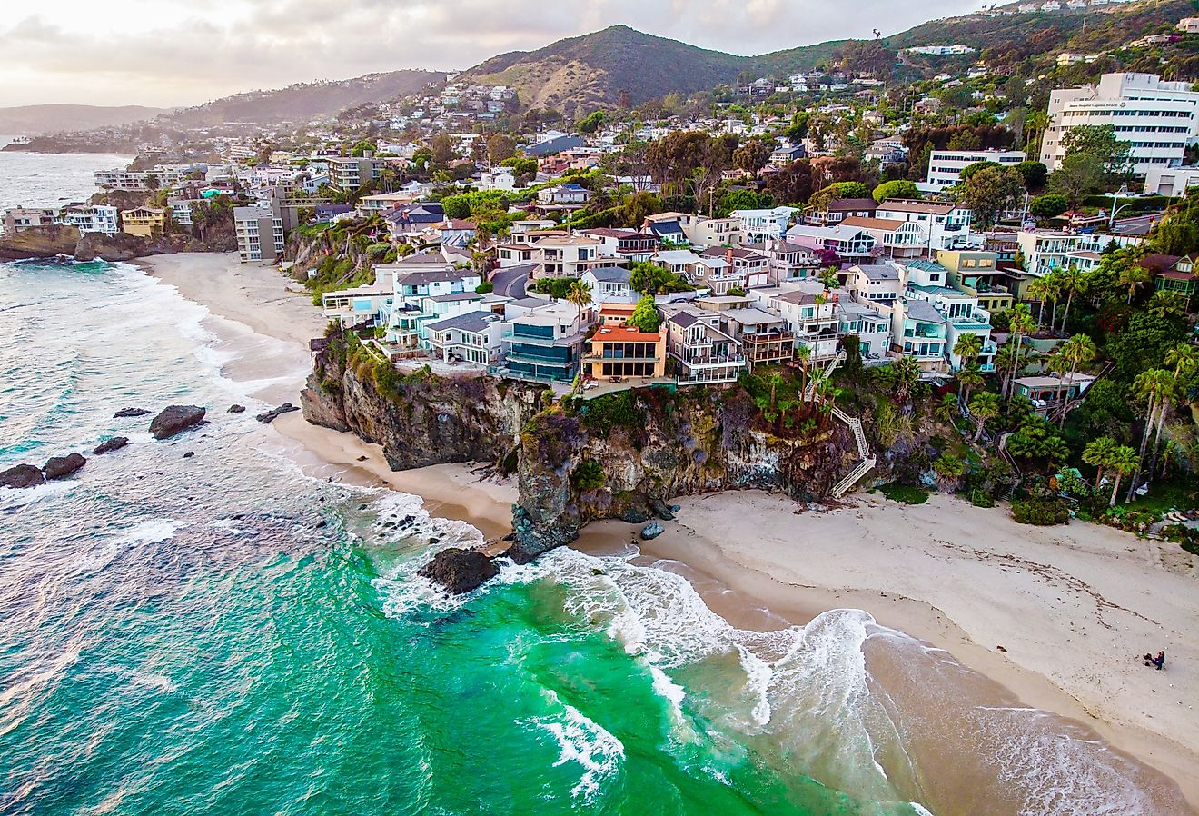 Luxury buildings along the coast of Laguna Beach, California.
