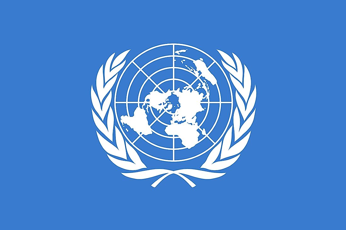 The flag of the United Nations.