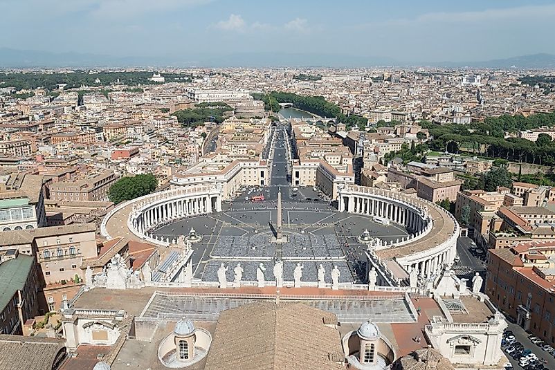 Rooftop view of the Vatican City town square.