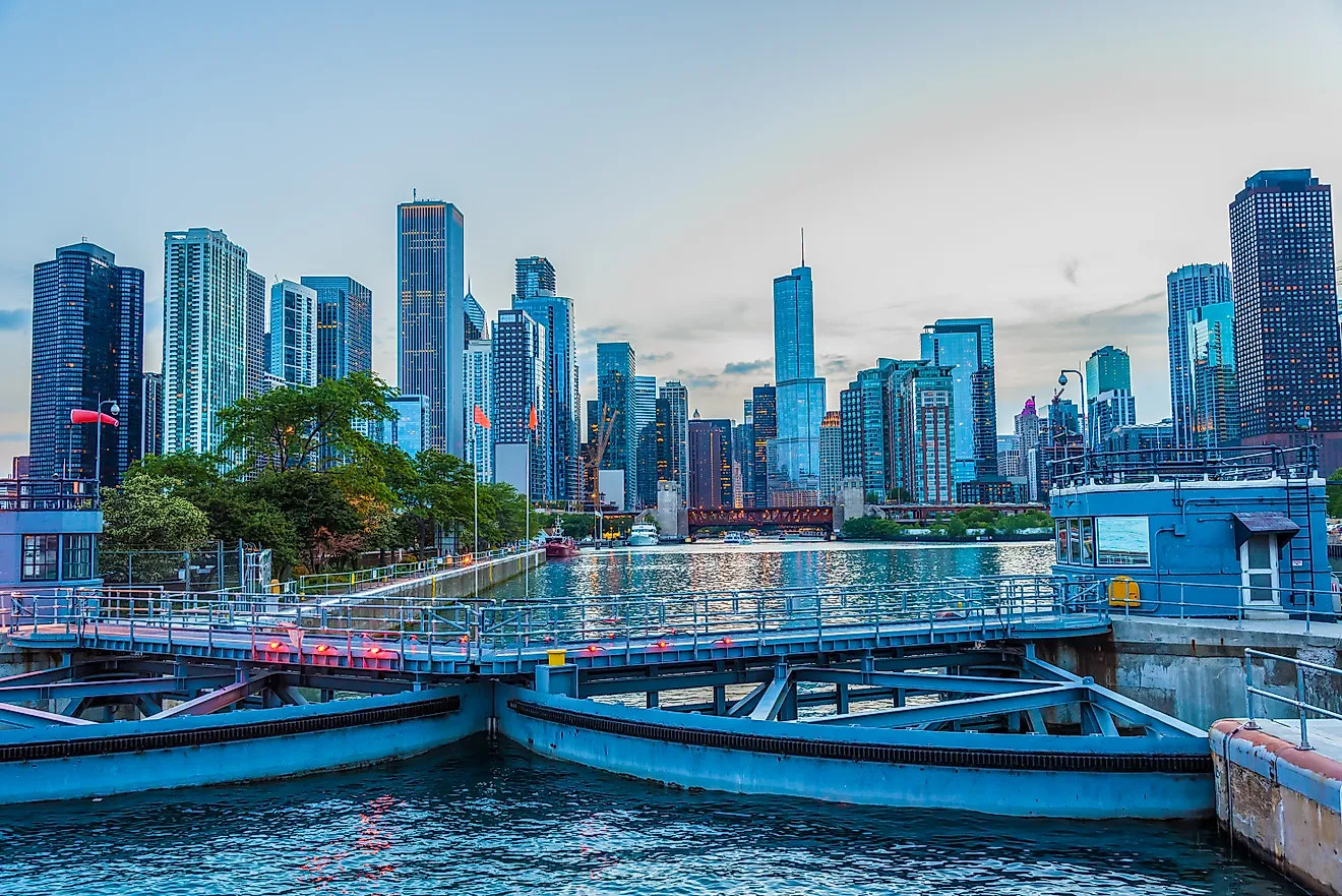 Chicago Harbor Lock in Chicago River in Chicago, Illinois 