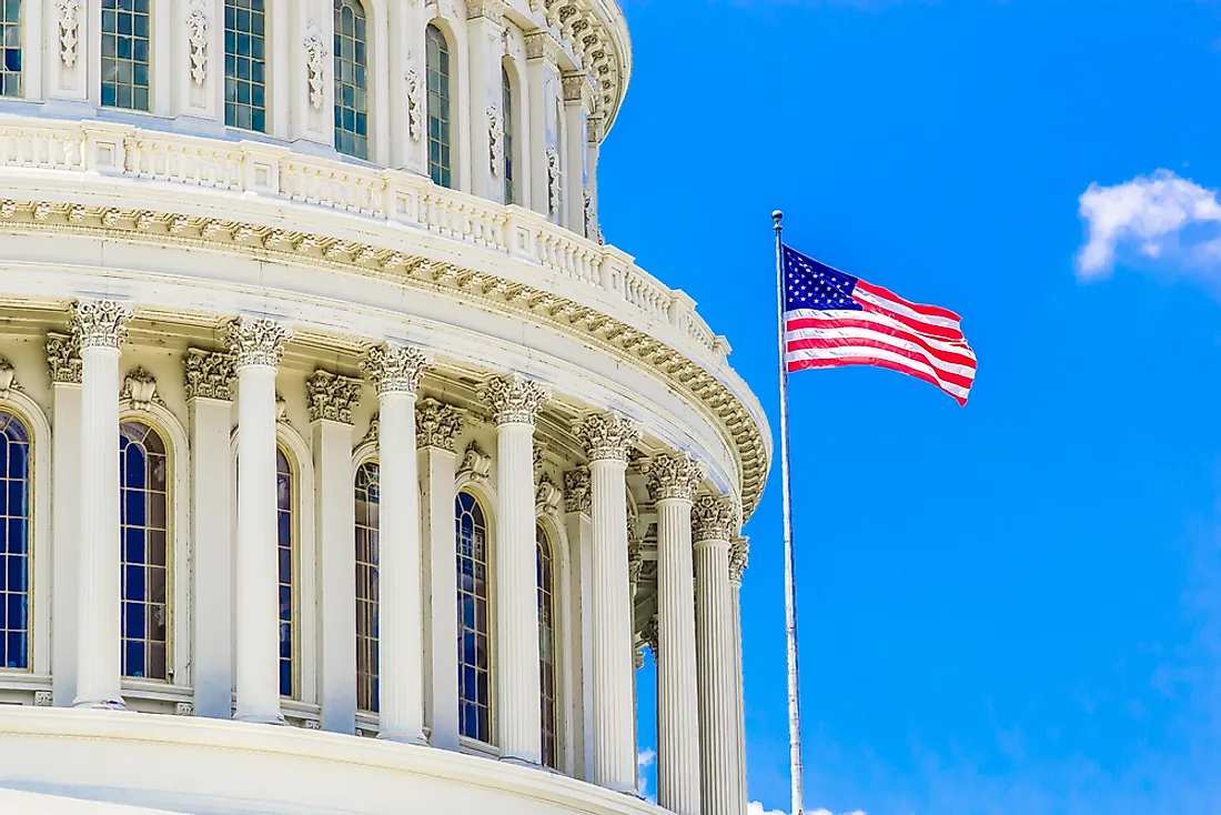 The United States Capitol hosts the House of Representatives and the Senate. 