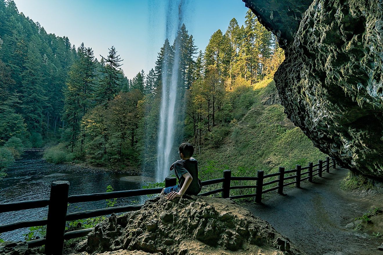 The largest state park in Oregon conveniently sits just East of Salem, roughly equidistant from Eugene and Portland, and features a looped trail that is rich in waterfalls. 
