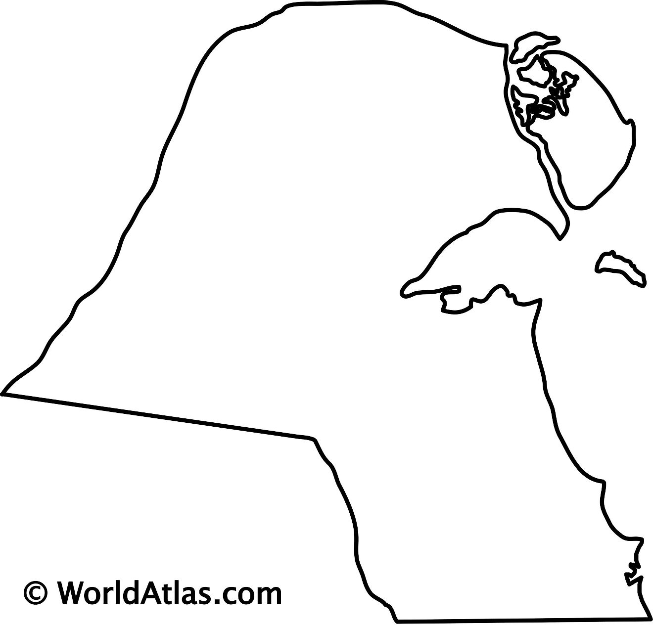 Blank Outline Map of Kuwait