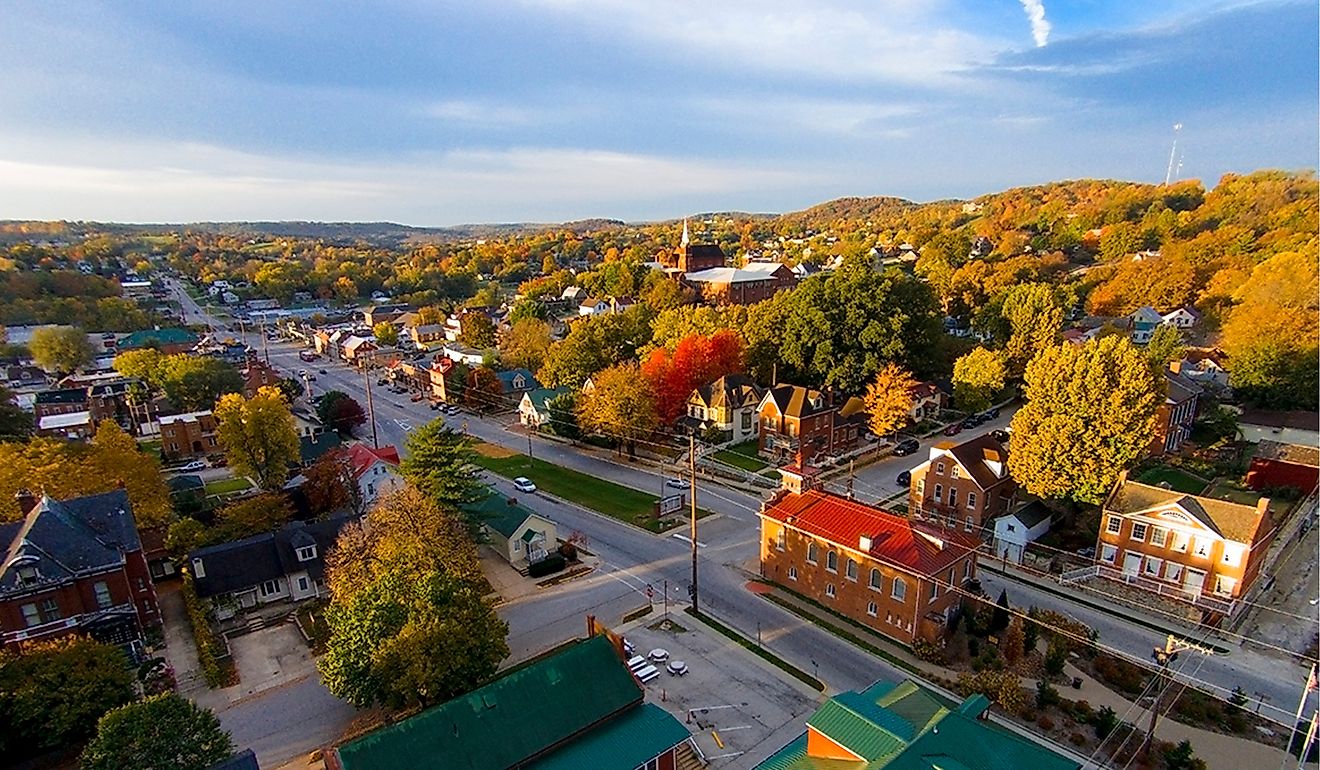 Aerial view of Hermann, Missouri.