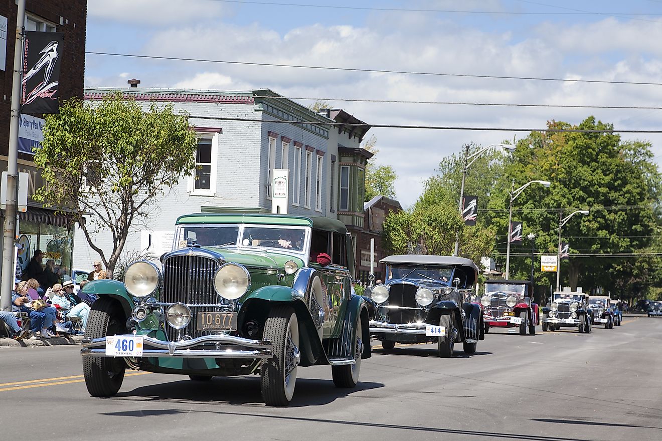 Duesenberg Classic Cars at the Annual Classic car parade in Auburn, Indiana. Editorial credit: Alexey Stiop / Shutterstock.com