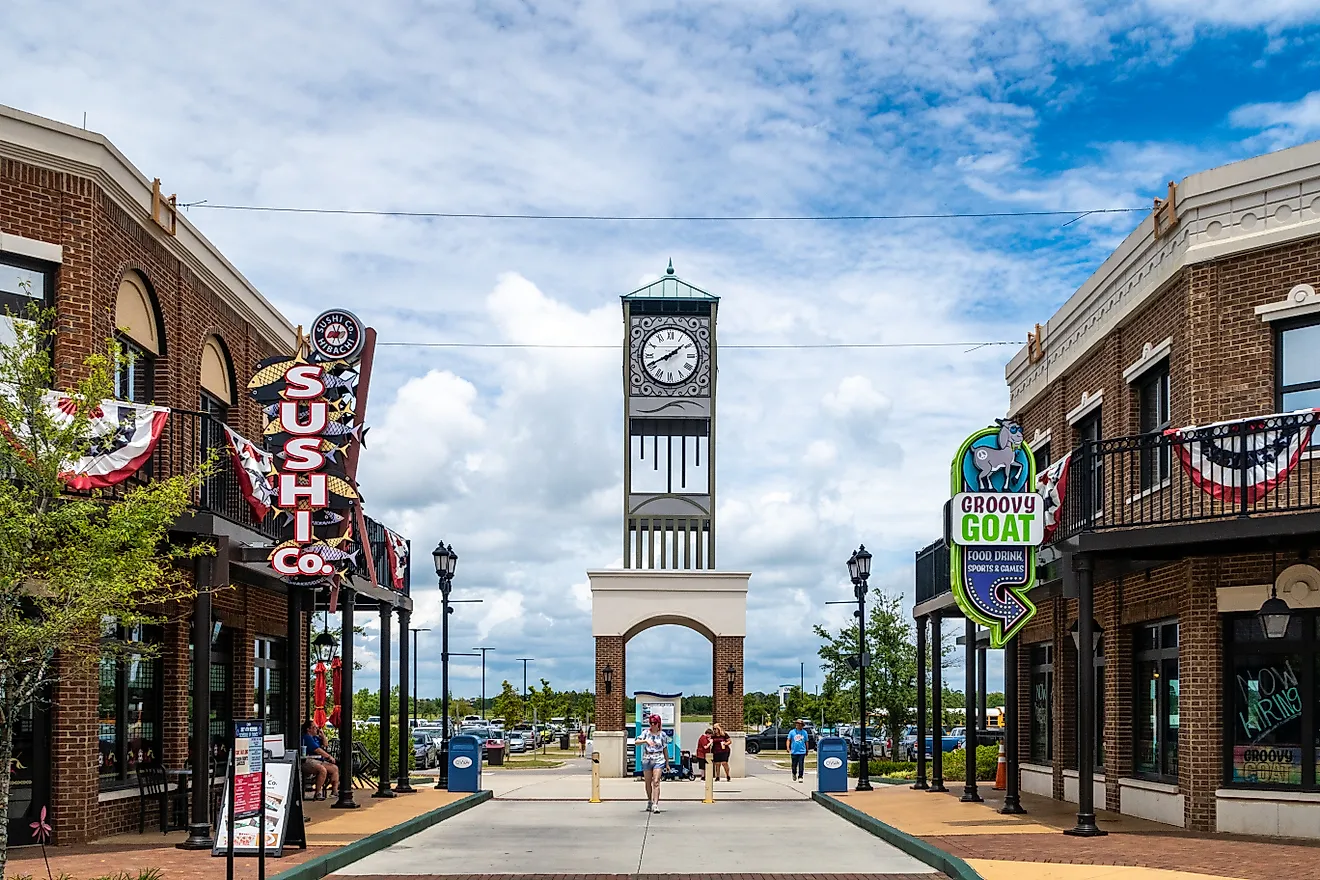 Shopping plaza in Foley, Alabama.