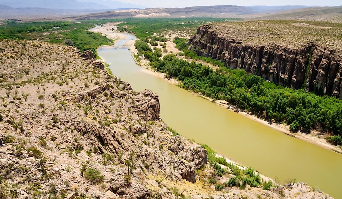 The Rio Grande in Big Bend National Park separating the US state of Texas from the Mexican state of Chihuahua.