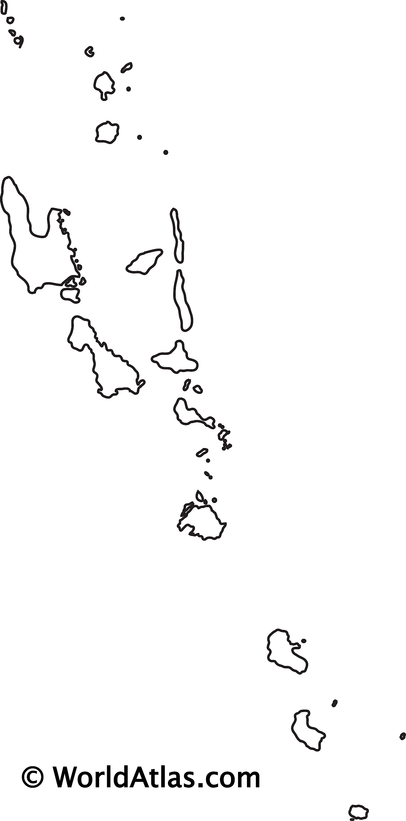 Mapa de contorno en blanco de Vanuatu