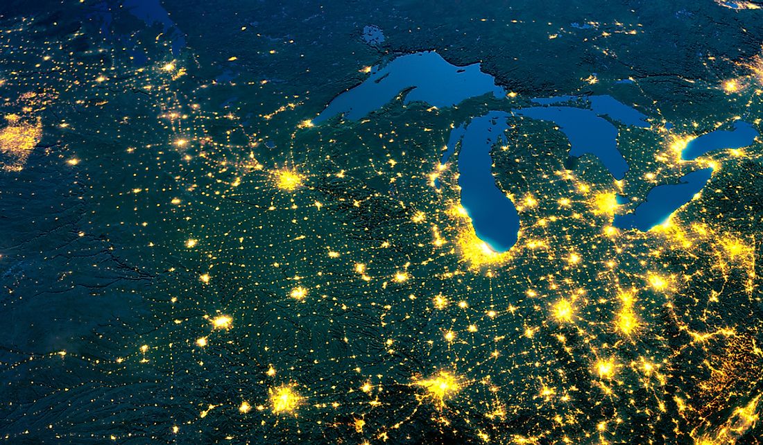 The Great Lakes Megaregion is centered around the Great Lakes.