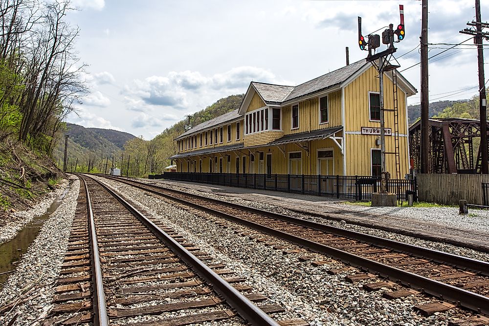 The old Thurmond train depot in Thurmond, West Virginia.