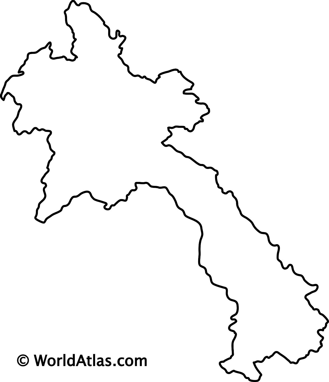 Blank Outline Map of Laos