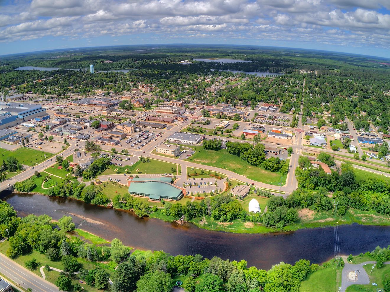 The Mississippi River flows by Grand Rapids, Minnesota.