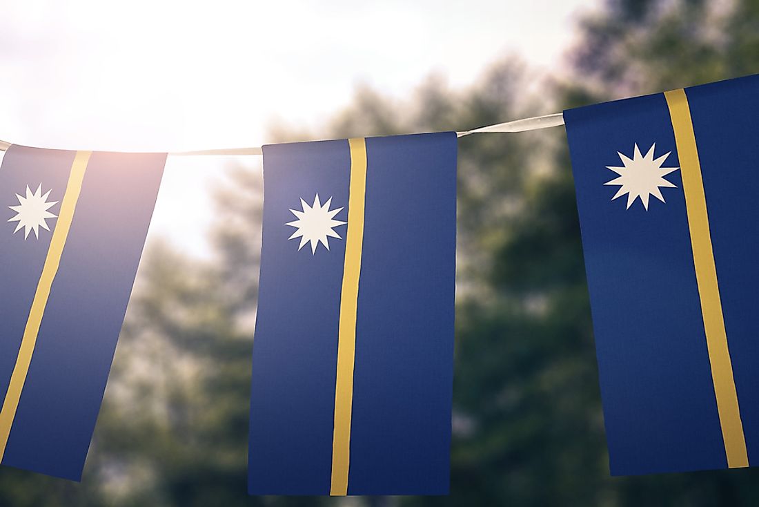 The flag of Nauru features a twelve-pointed star to represent the 12 indigenous tribes.